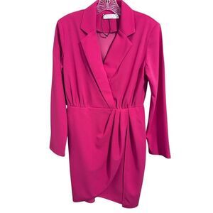 EXLURA Hot Pink Blazer Dress Women's Size S Long Sleeve Barbiecore NEW